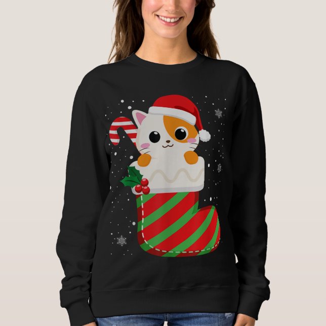 Sweatshirt Chat mignon Noël Sucre de canne Noël Noël Chatons  (Devant)