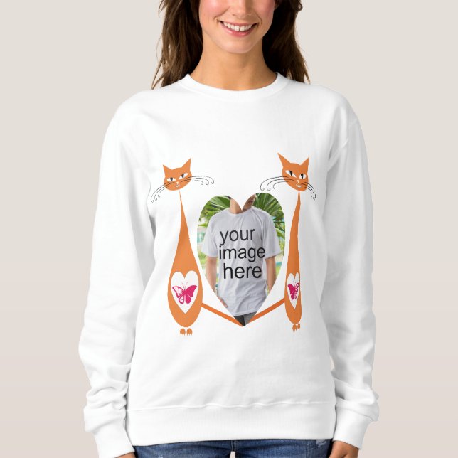 Sweatshirt Chat modifiable Love Coeur Conception personnalisé (Devant)