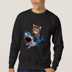 Sweatshirt Chat Monter Un Chat De Requin Drôle Chat Requin