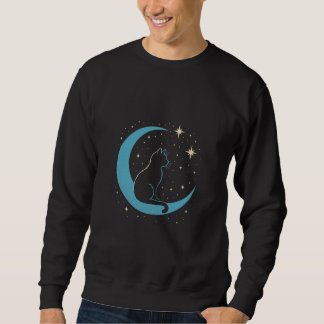 Sweatshirt Chat mystique sur le ciel de nuit de la lune bleue