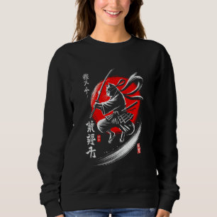 Sweatshirt Chat Ninja Japonais Samouraï Guerrier Japon Maman