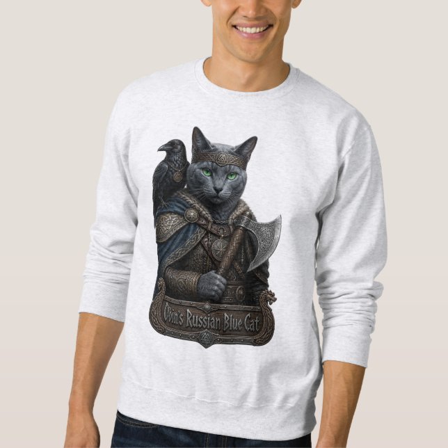 Sweatshirt Chat Noble Odin Bleu Russe (Devant)