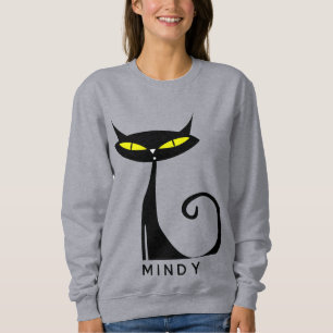 Sweatshirt Chat noir atomique moderne du milieu du siècle