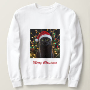Sweatshirt Chat Noir de Noël - Chapeau de Père Noël Photo per