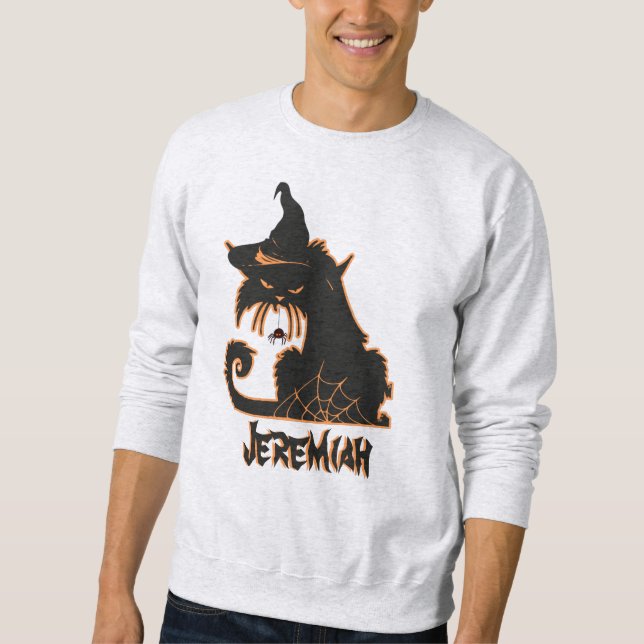Sweatshirt Chat noir de sorcière d'Halloween Araignées effray (Devant)