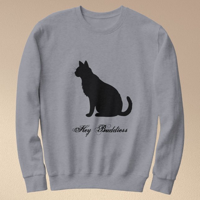 Sweatshirt Chat Noir Drôle Citation Personnalisée Gris (Créateur téléchargé)