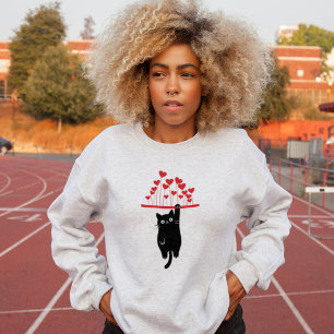 Sweatshirt Chat Noir Drôle qui se Tient en l'Air pour la Sain