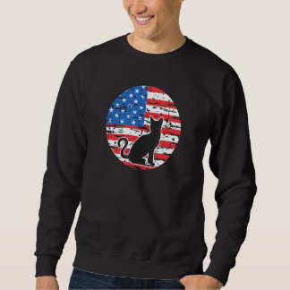 Sweatshirt Chat Noir Félin Américain Couleurs Drapeau Usa 4 J