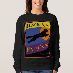 Sweatshirt Chat noir Flying School Rétro Halloween T-shirt