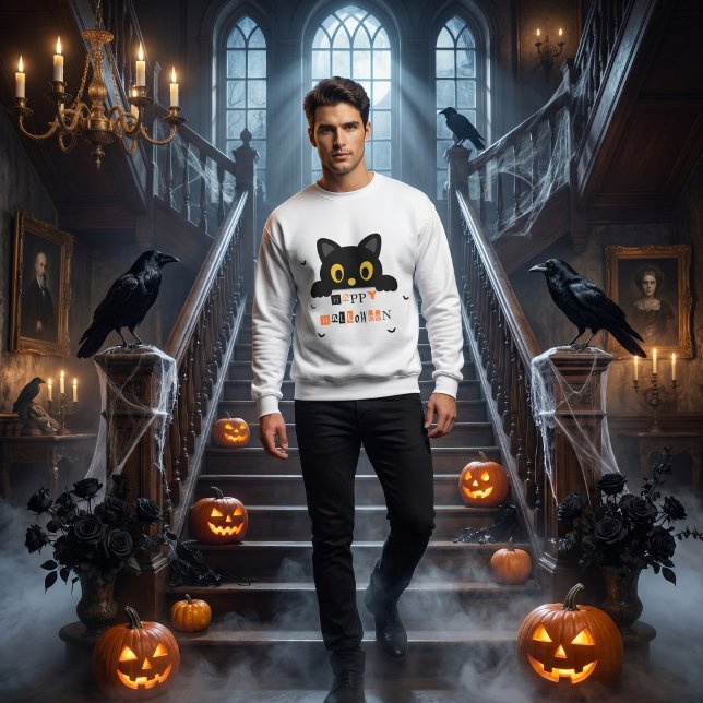Sweatshirt Chat noir mignon Halloween (Créateur téléchargé)