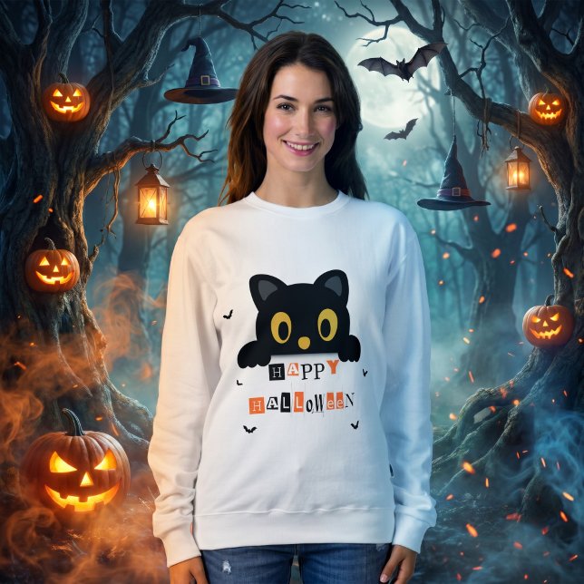 Sweatshirt Chat noir mignon Halloween (Créateur téléchargé)