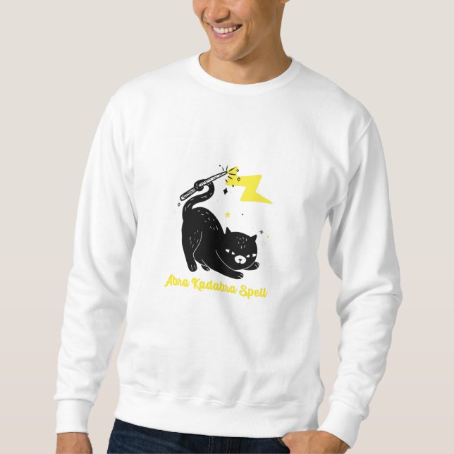 Sweatshirt Chat noir sorcier - Sort Abra Kadabra (Devant)