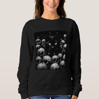 Sweatshirt Chat Occulte Satanique Goth Grunge Black Metal Cro