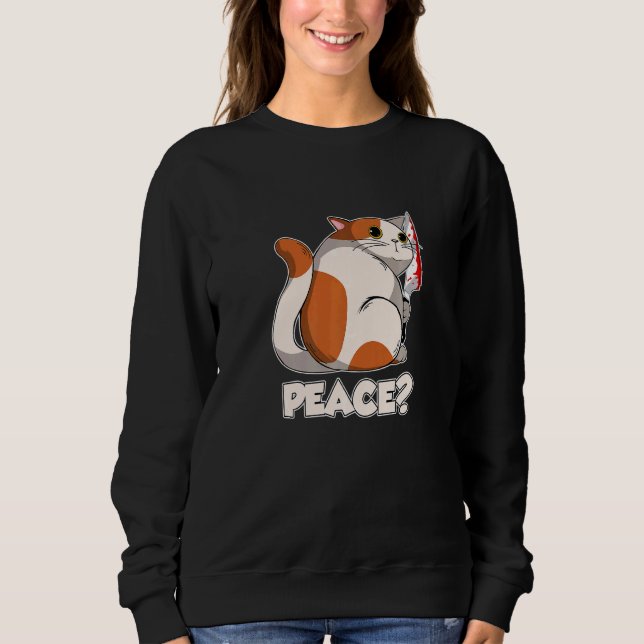 Sweatshirt Chat Paix Chat Meurtrier Avec Couteau   (Devant)