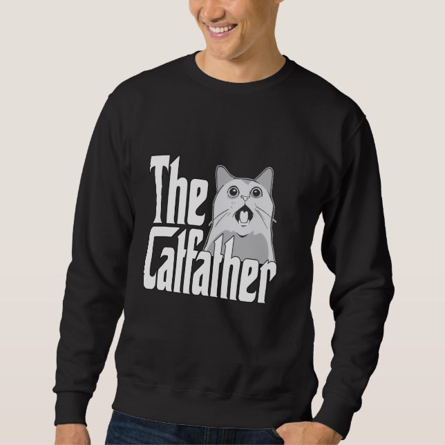 Sweatshirt Chat Papa Le Catfather Mat Mignonne Chat Père Kitt (Devant)