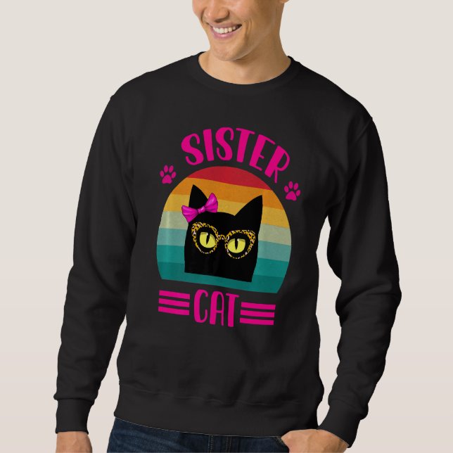 Sweatshirt Chat Petite Soeur Mignonne Avec Lunettes Léopard R (Devant)