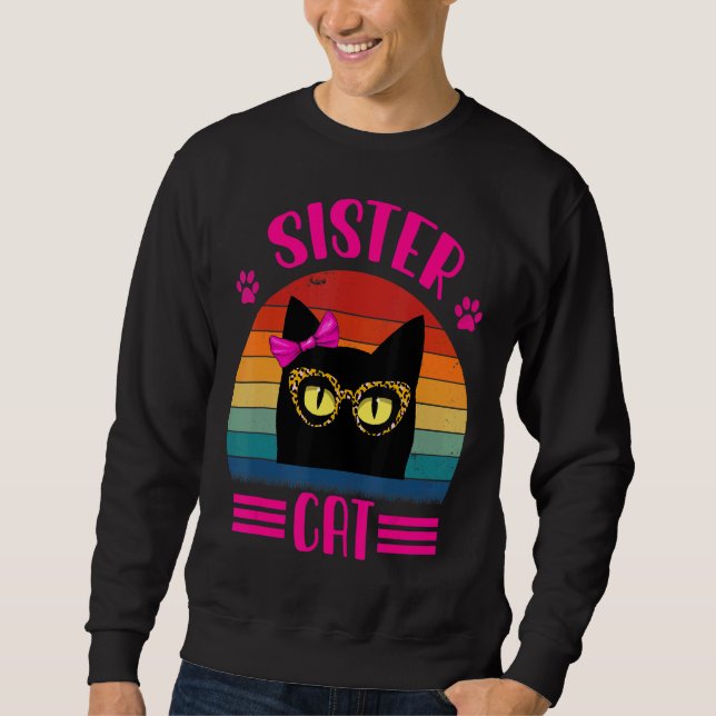 Sweatshirt Chat Petite Soeur Mignonne Avec Lunettes Léopard R (Devant)