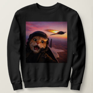 Sweatshirt Chat pilote de chasse drôle — Mème vintage « Guerr