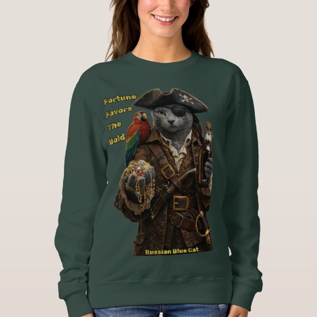 Sweatshirt Chat Pirate Blue Russe – La Fortune Sourit Aux Aud (Devant)