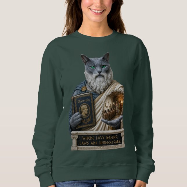 Sweatshirt Chat Platoon Bleu Russe (Devant)