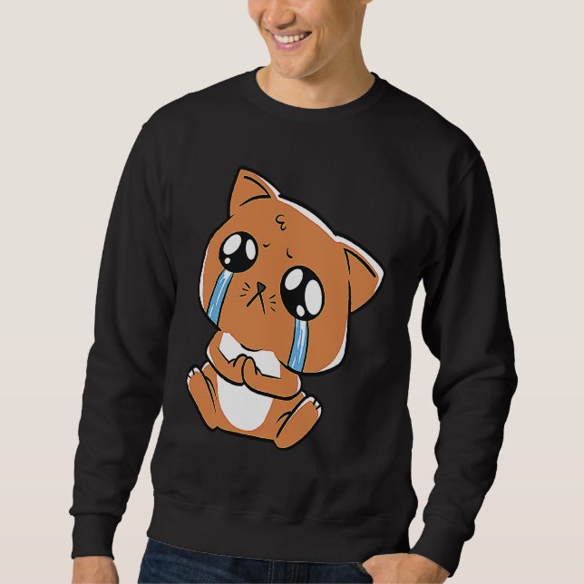 Sweatshirt chat pleurer triste mignonne chaton (Devant)