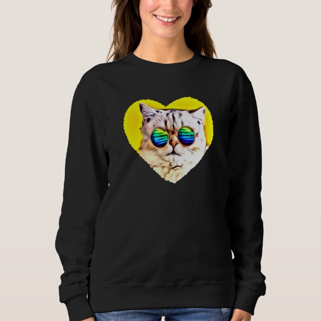 Sweatshirt Chat Portant des lunettes de soleil (Devant)
