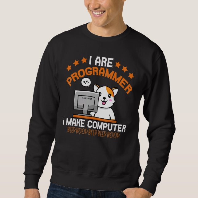 Sweatshirt Chat programmeur animal Équipe de codage ingénieur (Devant)