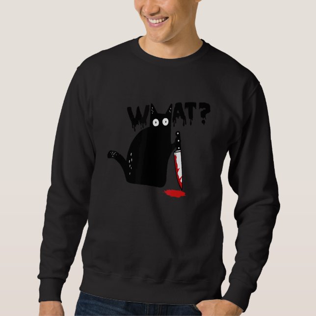 Sweatshirt Chat Quel Couteau De Chat Noir (Devant)