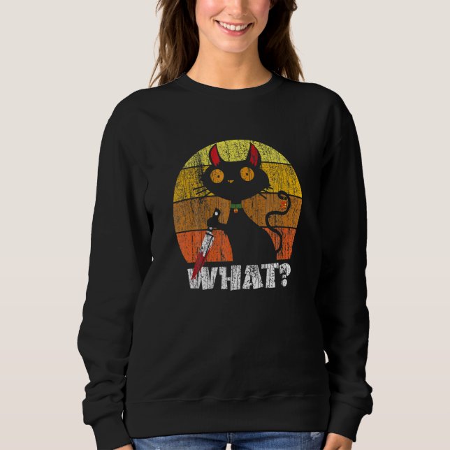 Sweatshirt Chat Quelle Meh Chat Chat Noir Chat Avec Couteau (Devant)