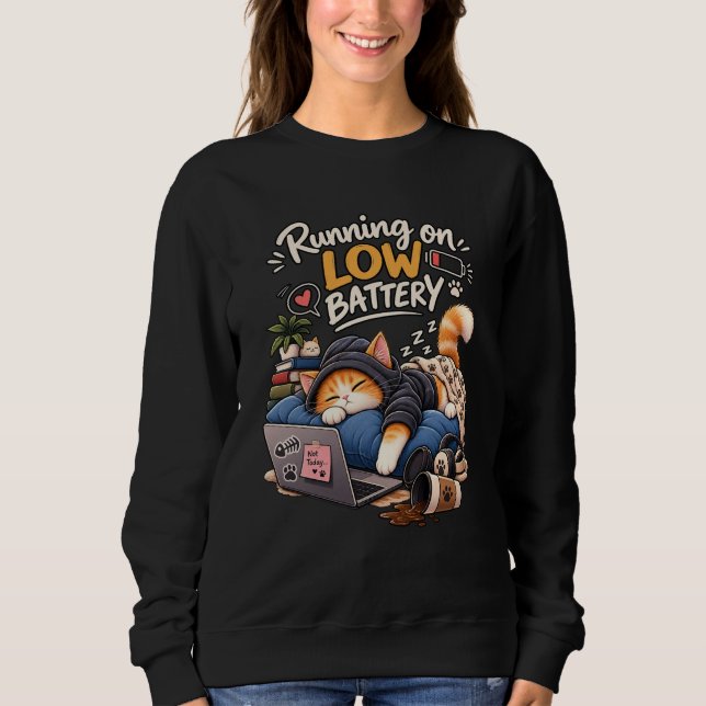 Sweatshirt Chat qui fonctionne sur batterie faible – Chaton e (Devant)