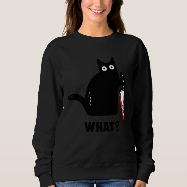 Sweatshirt chat quoi couteau sanglant sorcière éclaboussure d (Devant)