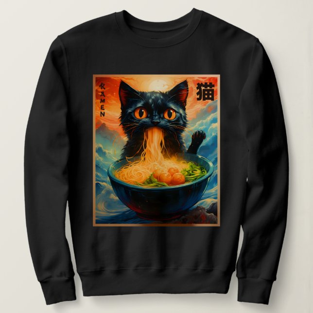 Sweatshirt Chat Ramen Japonais Kawaii Chat Anime Chat Ramen (Design devant)