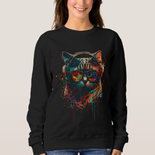 Sweatshirt Chat Rave Dj Kitten EDM Musique Tech House Félin