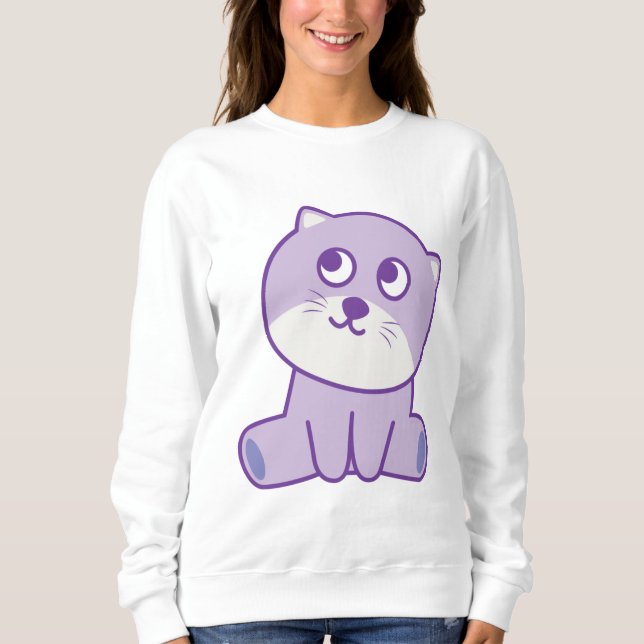 Sweatshirt chat regardant le ciel (Devant)