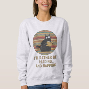 Sweatshirt Chat Rétro Lisant des Livres Cadeau pour les Amate