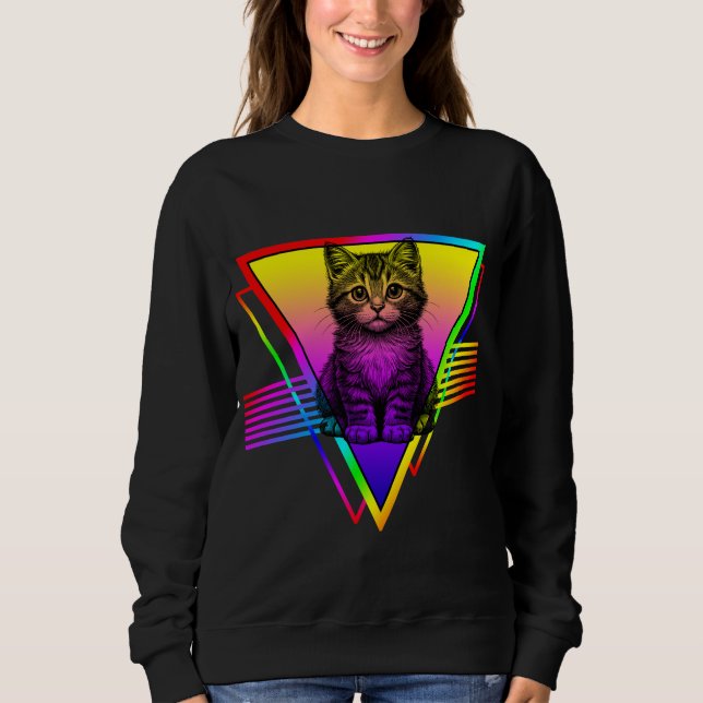 Sweatshirt Chat Rétro Mignon (Devant)