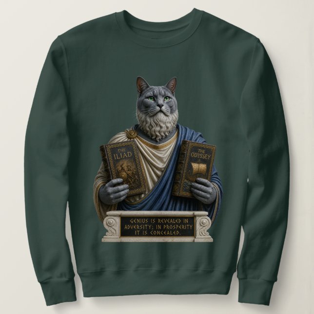 Sweatshirt Chat Russe Bleu Homère (Design devant)