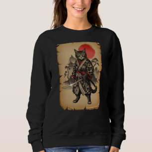 Sweatshirt Chat Samouraï Art Japonais Anime (Au Dos)