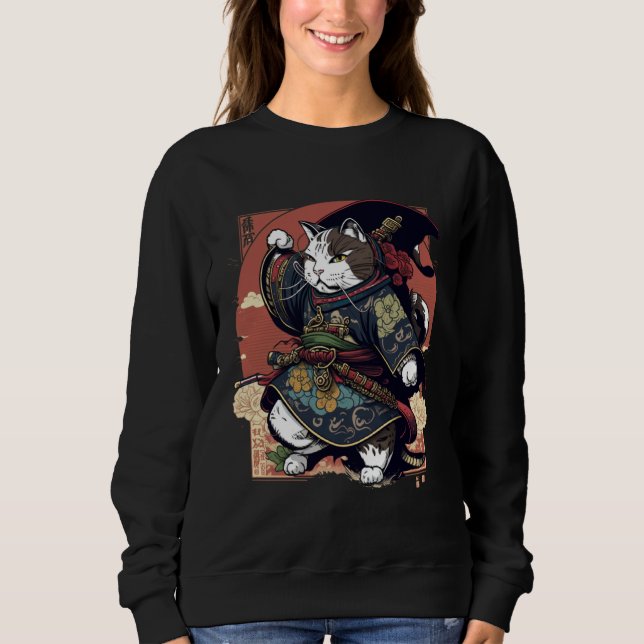 Sweatshirt Chat samouraï esthétique Japon bushido Chats (Devant)