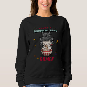 Sweatshirt Chat samouraï honoré Kawaii mange des ramen