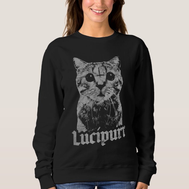 Sweatshirt Chat Satanique Occulte Lucipurr Antichrist Baphome (Devant)