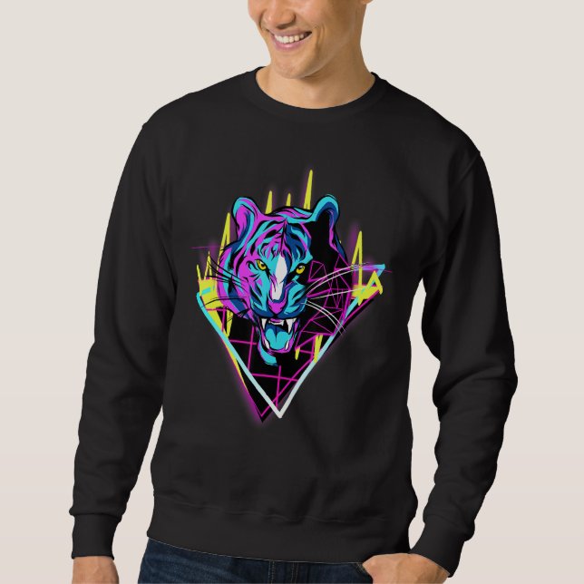 Sweatshirt Chat sauvage de Tigre vintage (Devant)