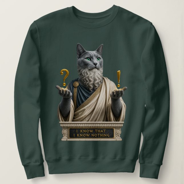 Sweatshirt Chat Socrate Bleu Russe (Design devant)