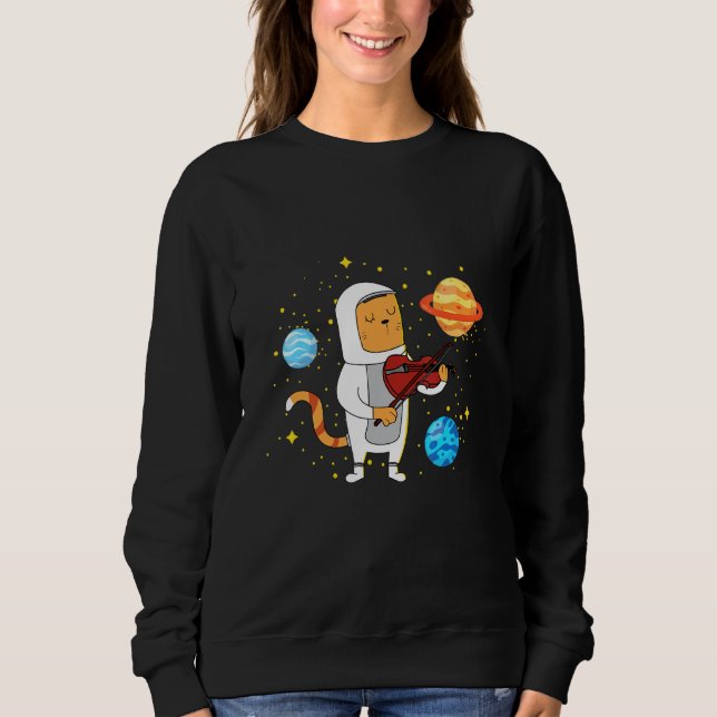Sweatshirt Chat spatial Jouer du violon (Devant)