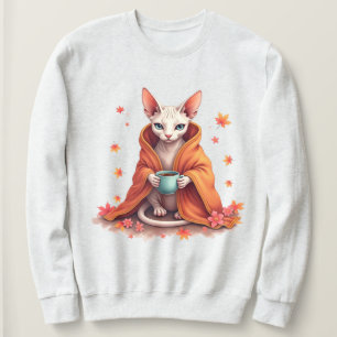 Sweatshirt Chat Sphynx Cozy Enveloppé dans une Couverture ave