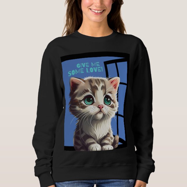 SWEATSHIRT CHAT SUR LA CITATION DE LA FENÊTRE (Devant)