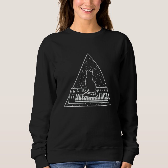 Sweatshirt Chat Sur Un Synthétiseur Synthétiseur Analogique S (Devant)
