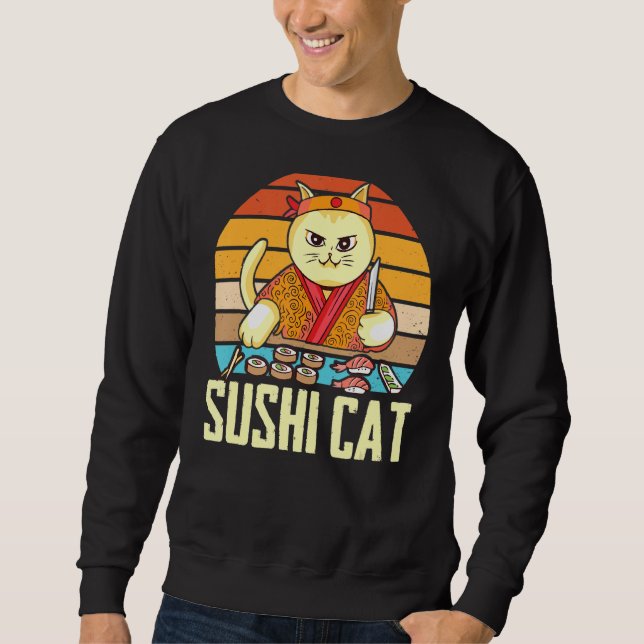 Sweatshirt Chat Sushi Sashimi Nigiri Maki Chats (Devant)