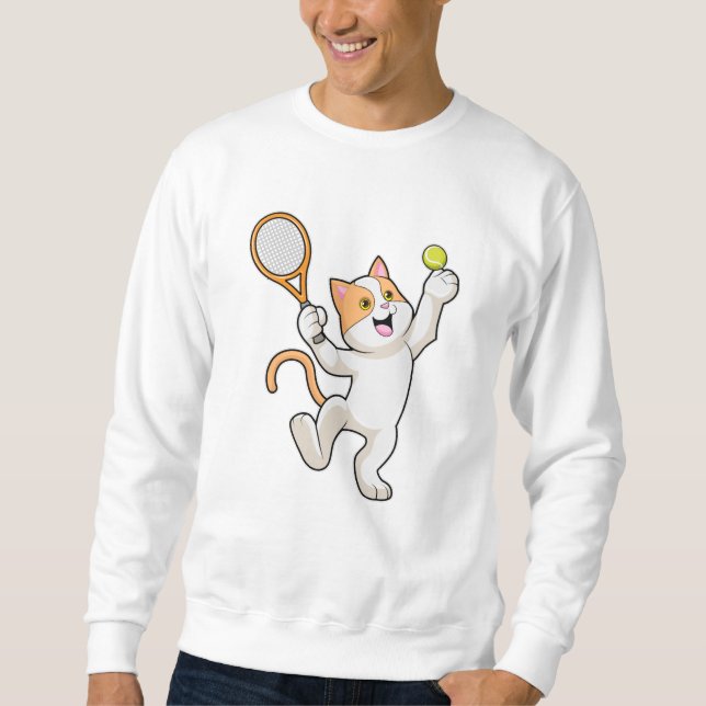 Sweatshirt Chat Tennis avec raquette de tennis (Devant)