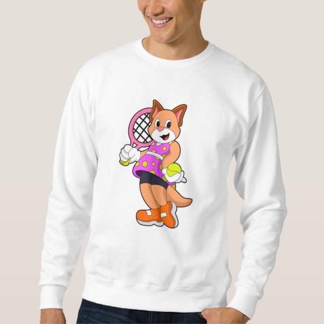 Sweatshirt Chat Tennis avec raquette de tennis (Devant)